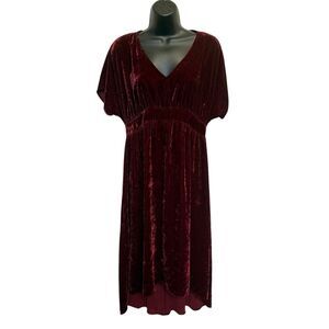 CAbi Grace Tribute Crushed Velvet Dress 3696 Burgandy Sz S